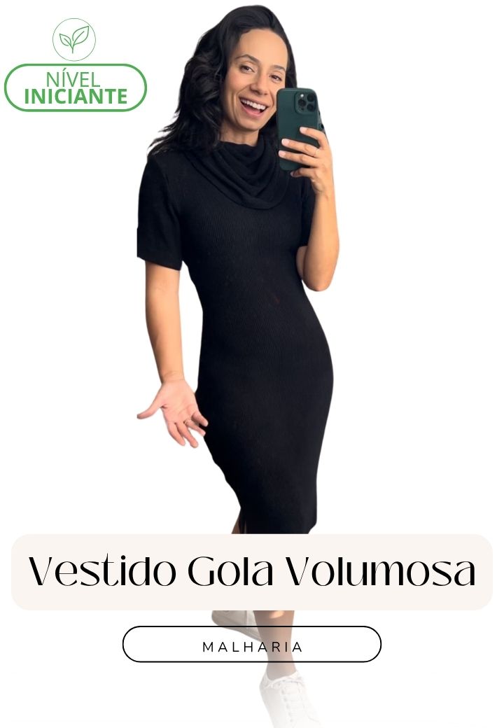Vestido Gola Volumosa